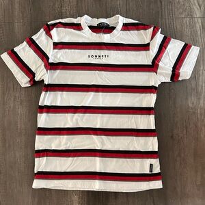 Men's Striped Short Sleeve Tee - White, Red, and Black